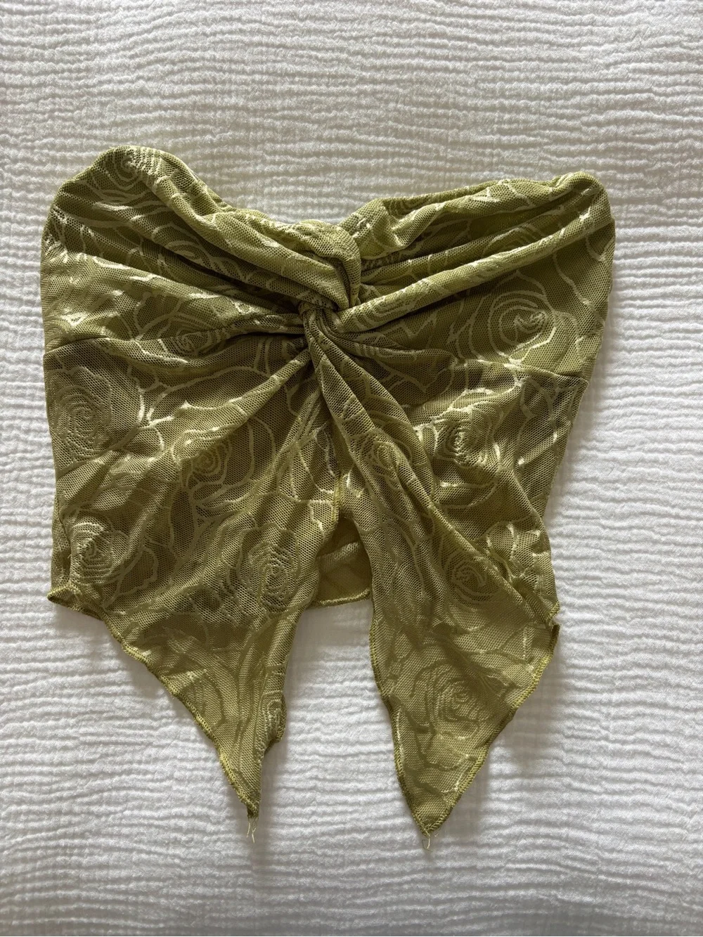 Olive Green Floral Sheer Tube Top